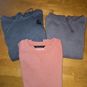 Womens Carhartt Sweatshirt Lot. Coral, Brown and Charcoal Gray. Size Med